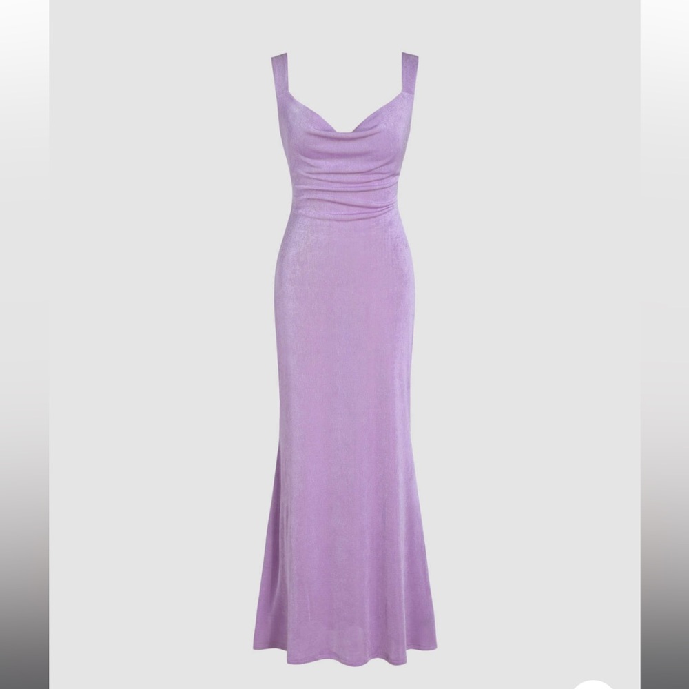 Shein summer light purple long wedding guest dress